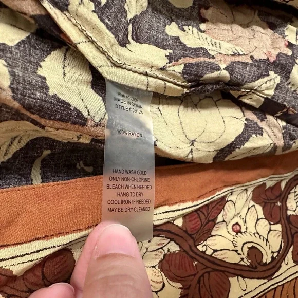 Soft Surroundings Open Front Lightweight Cardigan Kimono Brown Cream Floral - Picture 4 of 4